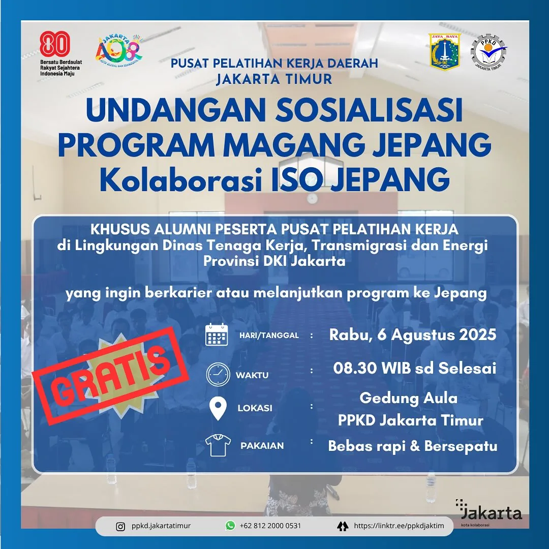 UNDANGAN SOSIALISASI PROGRAM MAGANG JEPANG – PPKD KABUPATEN BENER MERIAH
